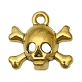 Antique gold skull and crossbones metal charm pendant for DIY jewelry making - Skull (20094)