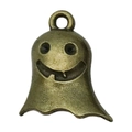 Vintage bronze ghost pendant charm with a smiling face for Halloween DIY jewelry making - Ghost Style (20112)