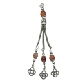 Ethnic alloy silver tassel charm with reddish brown agate beads and Celtic knot pendants - Orange Bead (21105)