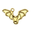 Antique gold finish bat-shaped alloy pendant with detailed wings for Halloween accessories - Bat (20095)