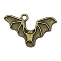 Antique bronze bat pendant with embossed details for DIY Halloween jewelry making - Bat Style (20113)