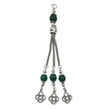 Ethnic alloy silver tassel pendant necklace with green malachite beads and Celtic knots - Dark Green Bead (21107)
