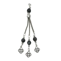 Ethnic style silver alloy pendant with dark grey stone beads and Celtic knot tassels - Black Bead (21109)