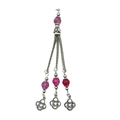 Ethnic alloy pendant featuring purple crackle beads and silver Celtic knot tassels - Purple Bead (21112)