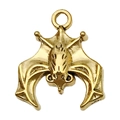 Vintage gold bat pendant for Halloween DIY jewelry making with wings and textured alloy finish - Bat (20098)