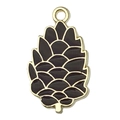 Colgante de piña creativo con marco de metal dorado y esmalte negro para llaveros - 1 Colgante de Piña de Pino Negra (19205)