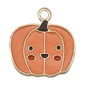 Colgante de calabaza en esmalte naranja con cara sonriente para joyería artesanal DIY - 1 Dije de Calabaza (19331)