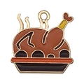 Colgante esmaltado con forma de pavo asado y borde dorado para joyería creativa DIY - 1 Colgante de Pavo Asado (19333)
