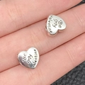 Antique silver heart charm bead with Be My Valentine engraving for DIY bracelet making - Be My Valentine Heart Bead (8894)
