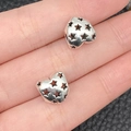Antique silver heart charms with hollow star pattern for DIY bracelet jewelry making - Hollow Star Heart Bead (15344)