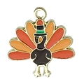 Colgante de pavo de Acción de Gracias en esmalte colorido con acabado de metal dorado DIY - 1 Colgante de Abeja Pavo (19214)