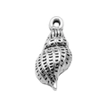 Vintage silver conch shell charm with spiral texture and loop for DIY jewelry making - Conch