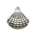Silver shell-shaped alloy charm with grid texture for DIY necklaces and bracelets - Ocean Shell 16x16mm (11192)
