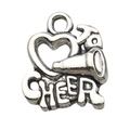 Ciondolo a cuore con megafono cheer argento antico per creazione di gioielli fai da te - Lettera CHEER Forma di Cuore (9832)