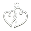 DIY silver alloy hollow double heart pendant for necklaces and bracelets making - Hollow Double Heart Style (19958)