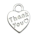 Silver alloy heart pendant charm with Thank You engraving for DIY jewelry making - Heart Thank You Style (19959)