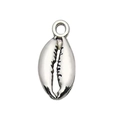 Polished silver cowrie shell alloy pendant for DIY jewelry making and necklaces - Ocean Shell 8x18mm (11296)