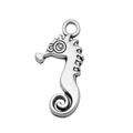 Antique silver seahorse charm pendant with vintage metal texture for jewelry making - Seahorse