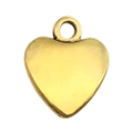 Polished golden heart pendant with a small hanging ring for DIY jewelry making - Heart Style (19987) / 10x12mm
