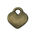Antique bronze heart-shaped hollow charm pendant with vintage textured metal finish - Small Heart 7x8mm (19940)