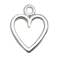 DIY silver alloy heart charm with hollow design for bracelets and necklaces - Hollow Minimalist Heart Style (19963)
