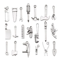 Mixed set of 20 vintage silver alloy hardware tool charms for DIY jewelry making - Mixed Antique Silver (SN899)