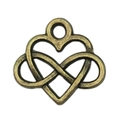 Antique bronze heart infinity pendant charm for DIY handmade jewelry and necklaces - Heart 15x14mm (19941)