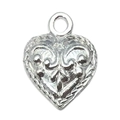 Silver alloy heart-shaped pendant with vintage embossed patterns and hanging ring - Retro Embossed Pattern Heart Style (19964)