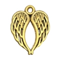 Golden heart wing pendant for DIY jewelry making with detailed feather textures - Heart Wing Style (19989) / 17x21mm