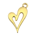 Antique gold heart pendant with hollow love lettering for DIY jewelry making - Irregular Heart Style (19991)