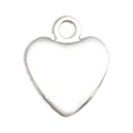 Silver-toned heart pendant with white enamel center and closed ring for DIY jewelry making - Minimalist White Center Heart Style (19967)