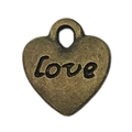 Antique bronze heart-shaped love charm for DIY jewelry with vintage hollow design - Heart Love 10x11mm (19944)