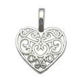 Hollow heart-shaped silver alloy pendant with intricate filigree scroll patterns - Nested Pattern Heart Style (19968)