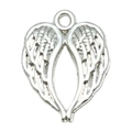 Silver alloy heart pendant with angel wings detail for DIY jewelry making - Angel Wing Composite Heart Style (19970)