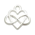 Silver infinity heart pendant with a loop for DIY necklace and bracelet crafting - Heart Infinity Symbol Intertwined Style (19971)