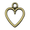 Vintage bronze alloy heart-shaped hollow pendant for DIY jewelry making - Heart 11x14mm (19948)