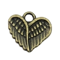 Antique bronze heart-shaped angel wings pendant made of vintage zinc alloy - Heart Wings 13x12mm (19949)