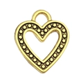 Golden heart-shaped hollow pendant with bead texture for DIY jewelry making - Pattern Heart Style (19997)