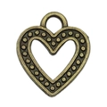 Vintage hollow heart-shaped alloy charm in antique bronze finish for DIY jewelry crafting - Heart 12x14mm (19951)