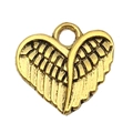 Antique gold alloy heart pendant with angel wings detail for DIY jewelry making - Heart Wings Style (19999)