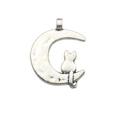 Ciondolo luna e gatto in lega d'argento vintage per creazione gioielli fai-da-te con foro - Gatto Luna Argento Antico (5339) / 1 Pezzo (18x21mm) / Argento antico