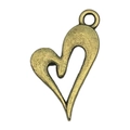 Vintage style hollow heart pendant in antique bronze finish for DIY jewelry making - Heart 14x21mm (19953)