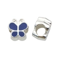 Dark blue enamel butterfly charm bead with silver finish for DIY bracelet making - Butterfly Style (13200) / 1 Piece/Pack (10mm) / Dark Blue