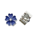 Dark blue enamel flower charm with central crystal for DIY beaded bracelets - Rhinestone Flower Style (13216) / 1 Piece (11mm) / Dark Blue