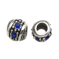 Deep blue resin crystal charm with silver plated large hole for DIY bracelets - Vintage Rhinestone Style (13260) / 1 Piece/Pack (9x11mm) / Dark Blue