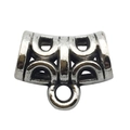 Antiek zilveren hanger connector met geometrische patronen voor DIY sieraden maken - Gebogen Gesneden Stijl (6534)