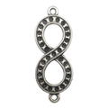 Antique silver infinity symbol connector charm in hollow alloy with circular texture - Double Hole Infinity Connector 15x39mm (5932)