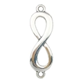 Silberner Unendlichkeitssymbol-Schmuckverbinder mit Doppelringen für DIY-Ketten - Breiter Unendlichkeitsverbinder 12x40mm (6237)