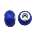 Dark blue resin beads with stone texture and silver metal core for DIY bracelets - Marble Pattern Faux Turquoise Style (13109) / 1 Piece (13mm) / Dark Blue