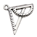 Petit pendentif règle et rapporteur en alliage argenté pour bijoux DIY et porte-clés - Règle (12158)